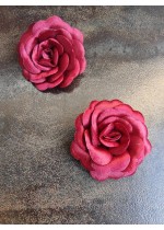 Ръчно изработени рози в бордо от сатен 2 броя